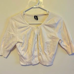 Cropped white cardigan